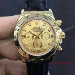 Top Grade Copy Rolex Cosmograph Daytona Watch All Gold Black Leather On Sale